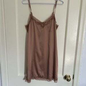 SATIN SLIP DRESS WITH LACE